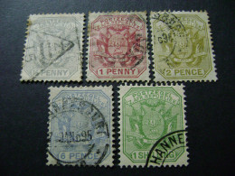 Transvaal (ZAR) 1894 Definitive Set Of 5 Wagon With Shafts (SG 200-204) - Used - Transvaal (1870-1909)