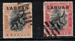 LABUAN Scott # 96, 97a Used - North Borneo Stamp Overprinted - Altri & Non Classificati