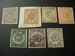 Transvaal (ZAR) 1875 6d, 1/-, 1/6, 2/-, 10/-, £1, £2 Imperf Used Revenue Stamps - Transvaal (1870-1909)