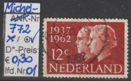 1962 - NIEDERLANDE - SM "Silberhochzeit Königin Juliana"  12C Dkl'braunrot - O  Gestempelt - S. Scan (772o 01-05 Nl) - Usados