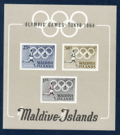 Maldives, **, Yv BF 2, Mi BL 2, SG MS 147 A, JO Tokyo 1964, - Estate 1964: Tokio