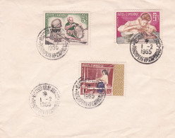 CAMBODGE--1965- Enveloppe Souvenir --timbres  Artisans (3 Valeurs) .cachet PHNOMPENH  Du 1-2-1965 - Camboya