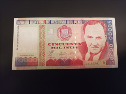 Billete De Perú De 50000 Intis, Año 1988, Serie AA, AUNC - Peru