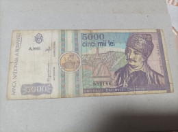 Billete De Rumania De 5000 Lei, Año 1992, Serie A0005 - Rumania