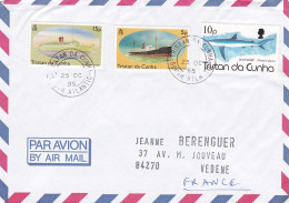 TRISTAN DA CUNHA --1995--Lettre Destinée à VEDENE-84 (France)..Beaux Timbres (bateaux + Requin)..cachets - Tristan Da Cunha