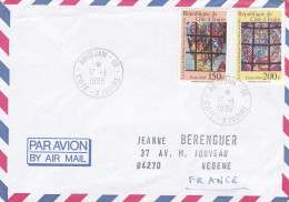 Côte D'Ivoire--1996--Lettre D'ABIDJAN à VEDENE-84 (France)..timbres ( Vitraux Basilique N.D De La Paix)..cachet - Costa De Marfil (1960-...)