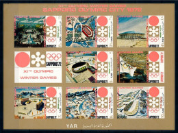 Yemen 1970, Olympic Games In Sapporo, Gold, 8val In BF IMPERFORATED - Jemen