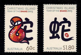 Christmas Island 2013 Year Of The Snake  Set Of 2 MNH - Christmas Island