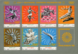 Yemen 1972, Olympic Games In Munich, Running, Horse Race, Shooting, Canoeing, BF IMPERFORATED - Rowing