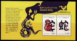 Christmas Island 2013 Year Of The Snake  Minisheet Overprinted CHINA 2013 MNH - Christmaseiland