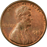 Monnaie, États-Unis, Lincoln Cent, Cent, 1980, U.S. Mint, Philadelphie, TB+ - 1959-…: Lincoln, Memorial Reverse