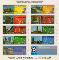 Yemen 1970, Football World Cup In Mexico, Sheetlet Of 9val +label - 1970 – Mexico