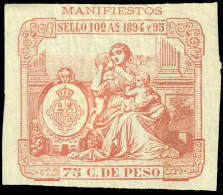 ESPAGNE / ESPANA - COLONIAS (Cuba) 1894 "MANIFIESTOS" Fulcher 1027 75c Naranja - Nuevo* - Kuba (1874-1898)