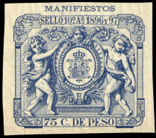 ESPAGNE / ESPANA - COLONIAS (Cuba) 1896 "MANIFIESTOS" Fulcher 1028 75c Azul - Nuevo** - Cuba (1874-1898)