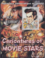 F-EX48728 GUINEA MNH 2001 ART CARITURE MOVIE CINEMA ACE VENTURA JIM CARREY.  - Cinema