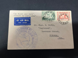 3-3-2024 (2 Y 3) Posted 1931 - First Air Mail From Hobart To Melbourne (within Australia) - AIR MAIL Letter - Premiers Vols