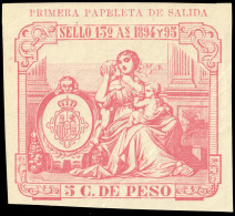 ESPAGNE / ESPANA - COLONIAS (Cuba) 1894 "PRIMERA PAPELETA DE SALIDA" 5c Rosa - Nuevo** (pliegue) - Cuba (1874-1898)