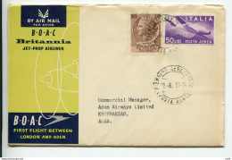 BOAC Roma/Aden Del 22.8.57 - Aerogramma Per Aden - Poste Aérienne