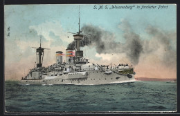 AK Kriegsschiff SMS Weissenburg Vom Ostasiengeschwader In Forcierter Fahrt  - China
