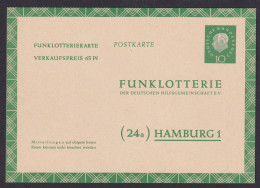 Bund Ganzsache Funklotterie FP 7 B Heuss III Medaillion 10 Pfg. Luxus Kat.15,00 - Postales - Usados