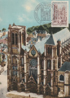 " CATHEDRALE DE BOURGES " Sur Carte Maximum De 1965. N° YT 1453 Parfait état. CM à Saisir !!! - Iglesias Y Catedrales