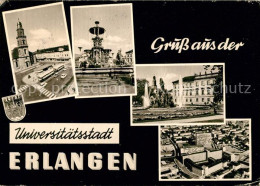 73124683 Erlangen Teilansichten Universitaetsstadt Platz Brunnen Fliegeraufnahme - Erlangen