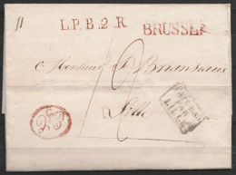 L. Datée 1820 De BRUXELLES Pour LILLE - Griffe "L.P.B.2.R" + "BRUSSEL" (même Encre) + [PAYS-BAS /PAR/ LILLE] Port 2 - 1815-1830 (Hollandse Tijd)