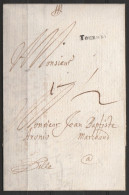 L. Datée 31 Mai 1695 De TOURNAY Pour LILLE - Petite Griffe "Tournay" (avec Un "u", Une Des Premières Dates Connues) RRR - 1621-1713 (Pays-Bas Espagnols)