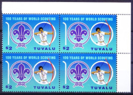Tuvalu 2007 MNH Rt Up Blk, Scouting, Scout, Archery, Sports - Unused Stamps