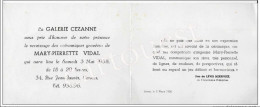 GALERIE CEZANNE CANNES 1958 MARY PIERRETTE VIDAL Vernissage Céramiques Gravées - Other & Unclassified