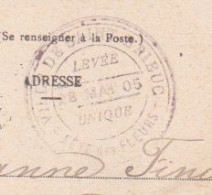 22 -  SAINT BRIEUC - CESSON - CACHET POSTAL LEVEE UNIQUE 28 MAI 1905 - FETE DES FLEURS - CPA CHEMIN DE HALAGE - Bolli Provvisori