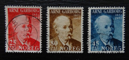 Norwegen Mi 369-371 , Geburtstag Von A. Garborg , Gestempelt - Gebruikt