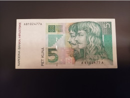 Billete Croacia 5 Kuna, Año 1993, Serie AA - Kroatien