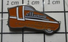 713J Pin's Pins / Beau Et Rare / SPORTS / CYCLISME VILLEURBANNE 1991 LE VELO LE PLUS RAPIDE DU MONDE - Cyclisme