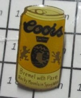 713J Pin's Pins / Beau Et Rare /  BIERES / CANETTE JAUNE DE BIERE COORS - Bier