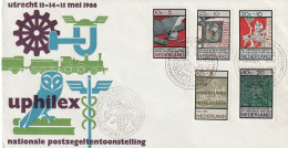 Nederland 1966, UPHILEX National Stamp Exhibition Utrecht, Owl, Train, Writers - Covers & Documents