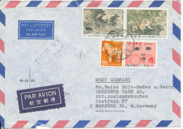 Japan Air Mail Cover Sent Express To Germany 16-12-1971 With  A Lot Of Stamps - Luftpost