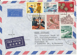 Japan Air Mail Cover Sent To Germany 14-11-1973 With  A Lot Of Stamps - Corréo Aéreo