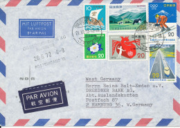 Japan Air Mail Cover Sent To Germany 21-6-1972 With A Lot Of Stamps - Luchtpost