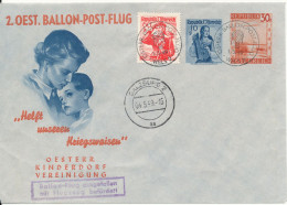 Austria Uprated Postal Stationery Ballon Cover Salzburg 1-5-1949 And Welz 4-5-1949 Österreiche Kinderdorf Vereinigung - Globos