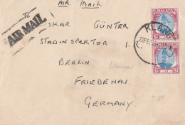 Malaya Luftpostbrief Von Klang Nach Berlin Mit Zwei Marken 1 $ 1953 - Federated Malay States