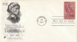 USA 1965, FDC Unused, Dante Alighieri, Italian Poet - 1961-1970