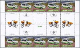 SALE!!! ALAND 2013 EUROPA CEPT POSTAL VEHICLES Block Of 10 Stamps + 10 Labels // 5 Gutter Pairs MNH ** - 2013