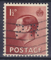 Great Britain Perfin Perforé Lochung 'PR' 1936 Mi. 195 X, Edw. VIII. ERROR Variety Missing Pin In 'P' (2 Scans) - Perfin