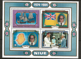 Niue 1984  10 Years Of Self-government, Robert Rex, Denis Blundell, Robert Rex Mi  590-593 In Bloc 77 MNH(**) - Niue