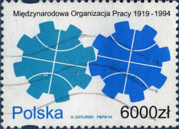 Pologne Poste Obl Yv:3283 Mi:3493 Miedzynarodowa Organizacja Pracy (Lign.Ondulées) - Gebruikt