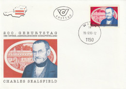 Oostenrijk 1993, FDC Unused, Charles Sealsfield, Austrian-American Journalist - FDC