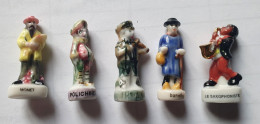 Lot 5 Fèves Saxophoniste, Monet, Auvergnat Banette, Polichinelle, Irlande - Personnages