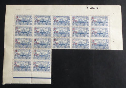 NOUVELLE-CALEDONIE - 1924-27 - N°YT. 134 - 1f25 Sur 1f Bleu - Bloc De 21 Bord De Feuille - Neuf Luxe** / MNH - Ongebruikt