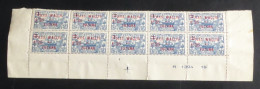 WALLIS ET FUTUNA - 1924-27 - N°YT. 35 - 1f25 Sur 1f Bleu - Bloc De 10 Bord De Feuille - Neuf Luxe** / MNH - Ungebraucht